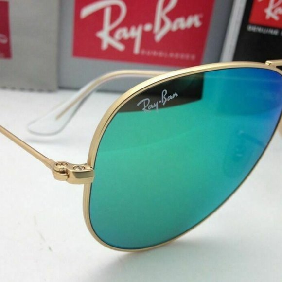 Ray-Ban Large Metal Gold Aviator Green Mirror - Picture 6 of 8